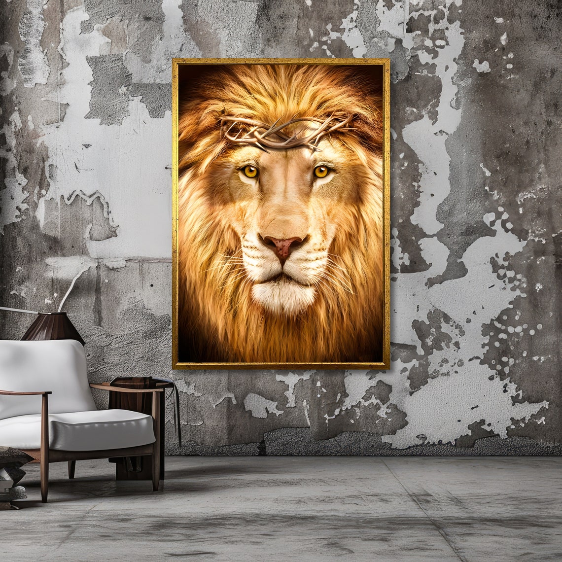 Lion of Judah Crowned with Thorns Majestic Religious Wall Poster - Image 3