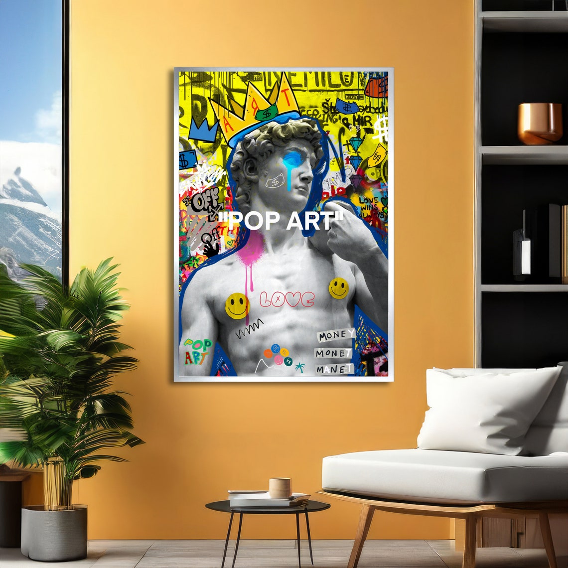 Michelangelo David Statue in Colorful Pop Art Graffiti Style Poster - Image 2