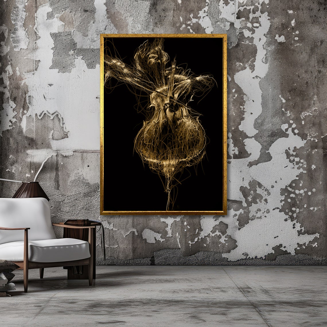 Golden Ballerina Abstract Art Modern Dance Wall Decor Ballerina Silhouette Poster Wall Art Design Ready To Hang Decoration - Image 3