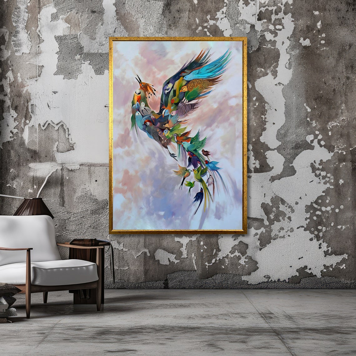 Colorful Birds Forming Giant Bird in Flight Freedom Art Poster - Image 6