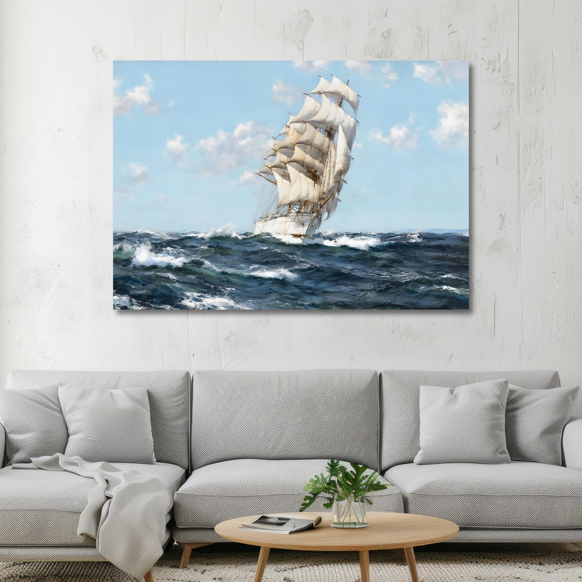 Sail Of Dreams Nautical Art Sailing Ship Painting Ocean Wall Decor Ready To Hang - Image 5