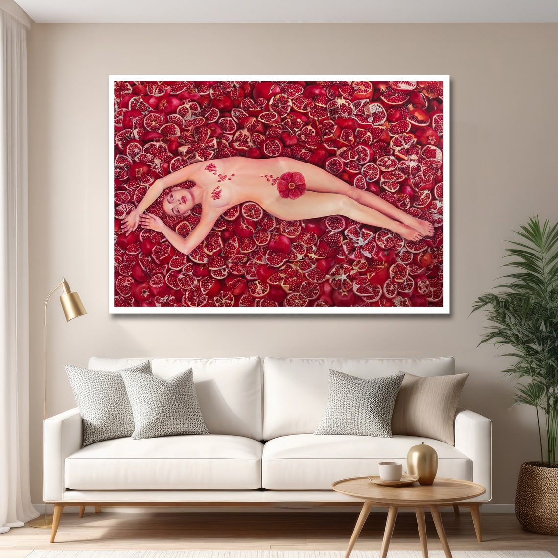 Pomegranate Woman Sensual Nude Fruit Still Life Artwork Poster - Image 6