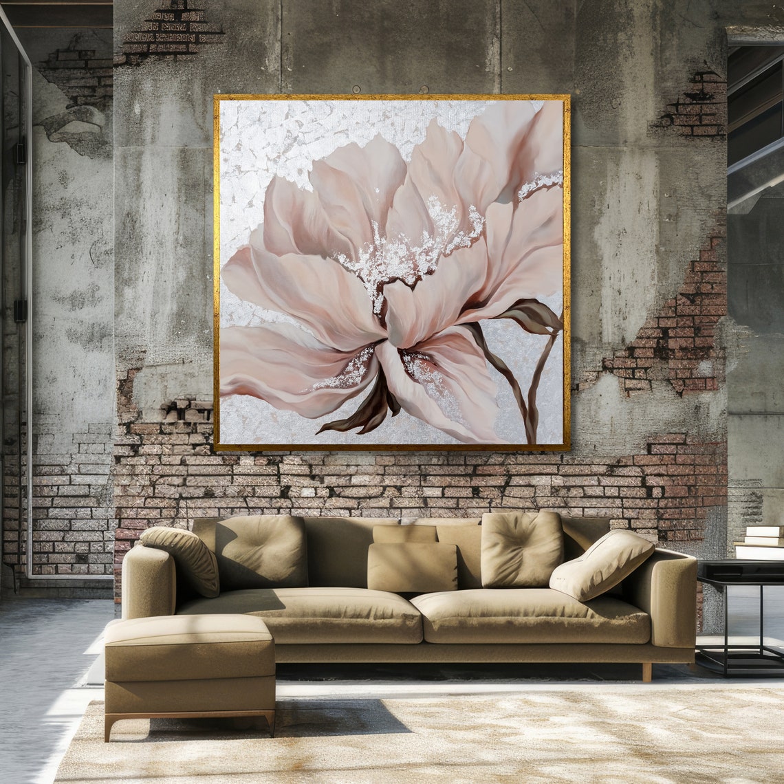 Blush Pink Peony With Silver Shimmer Elegant Floral Bloom Art Poster - Image 3