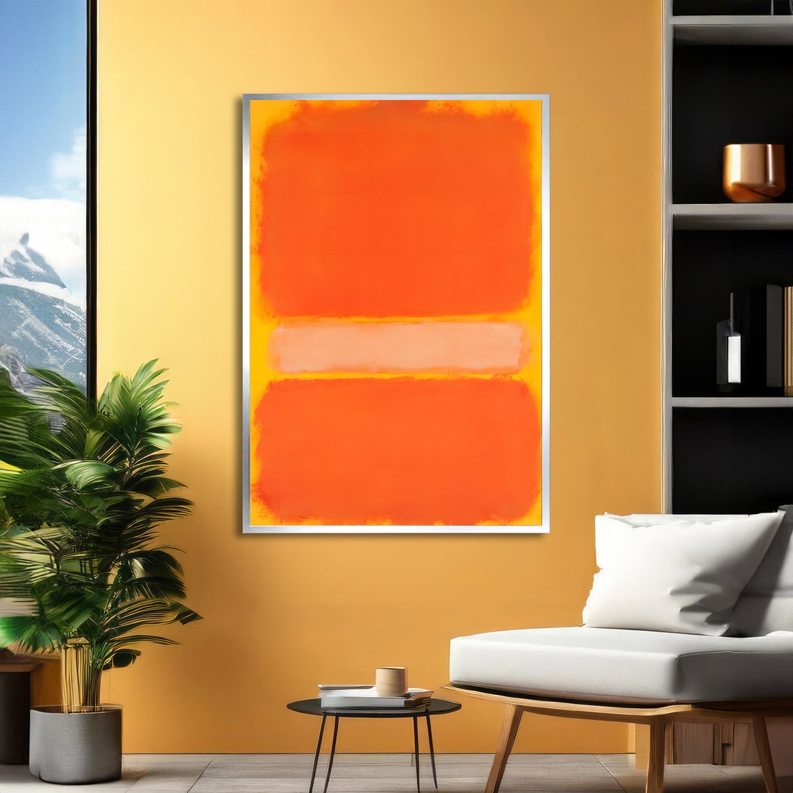 Fiery Tangerine on Golden Yellow Rothko Style Abstract Poster - Image 2