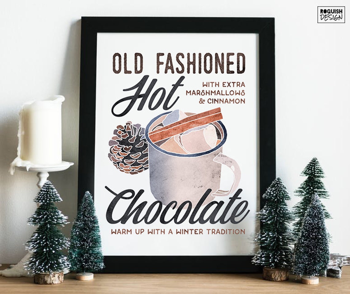 Old Fashioned Hot Chocolate Marshmallow Winter Tradition Poster