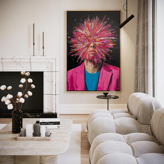 Explosion Of Color Abstract Pink Figure Paint Burst Artwork Poster