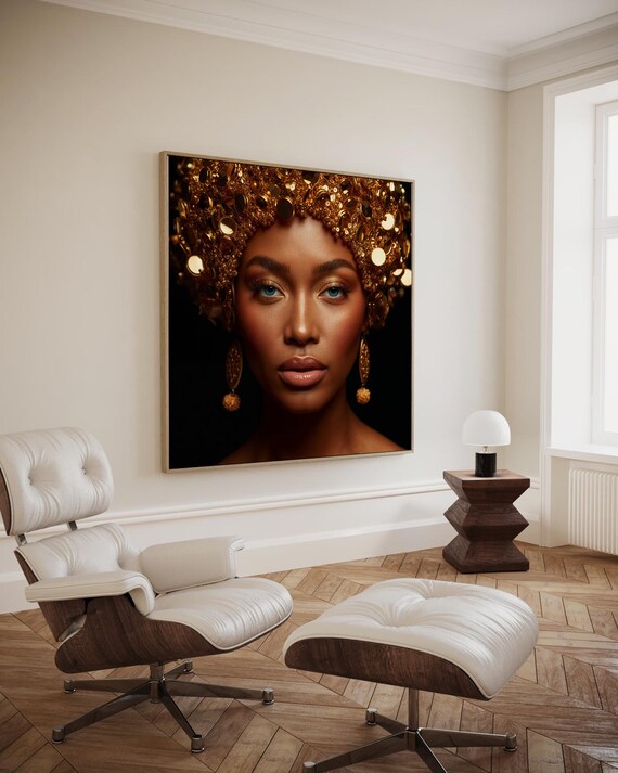 Gold Sequin Crown Beauty Portrait Dramatic Dark Glamour Art Print