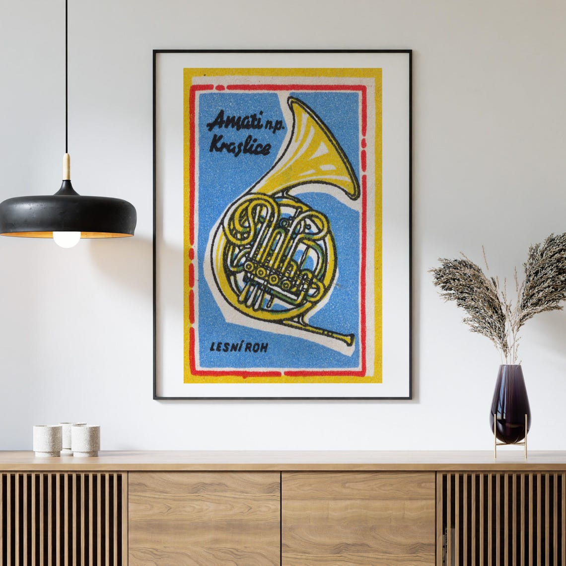 French Horn Lesni Roh Amati Kraslice Matchbox Music Art Poster - Image 4