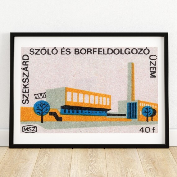Szekszard Hungary Wine Processing Plant Industrial Label Art Print