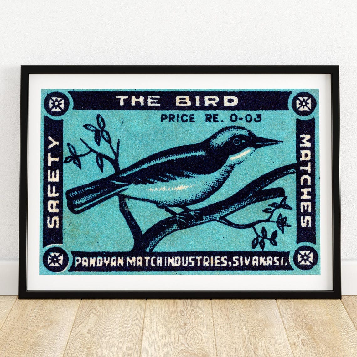 The Bird Safety Matches Vintage Songbird Branch Label Matchbox Poster