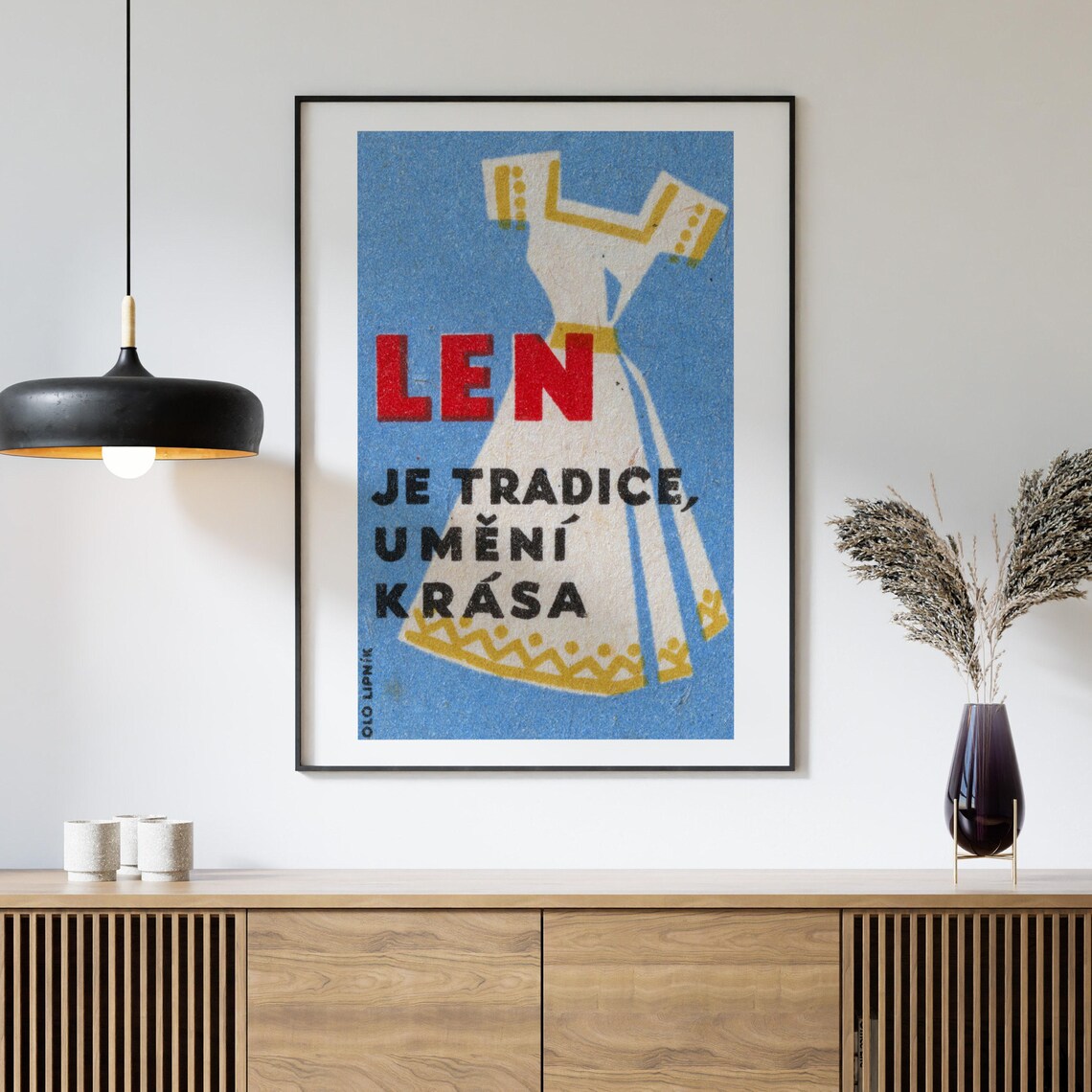 Len Je Tradice Umeni Krasa Vintage Czech Linen Dress Matchbox Art Poster - Image 4