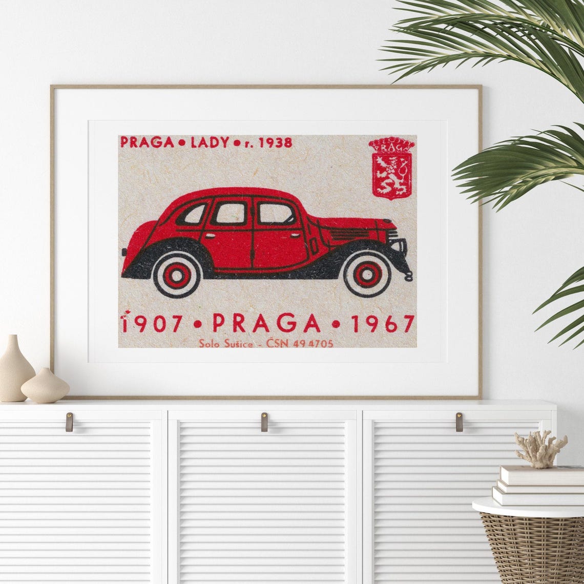 Praga Lady 1938 Red Vintage Car 1907 to 1967 Anniversary Poster - Image 2