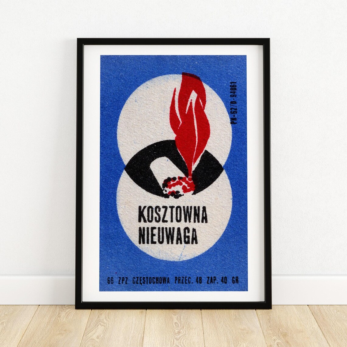 Kosztowna Nieuwaga Polish Burnt Cigarette Fire Safety Matchbox Poster