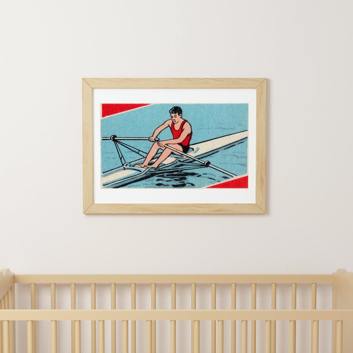 Vintage Rower Single Scull Blue Water Retro Sports Matchbox Poster - Image 3