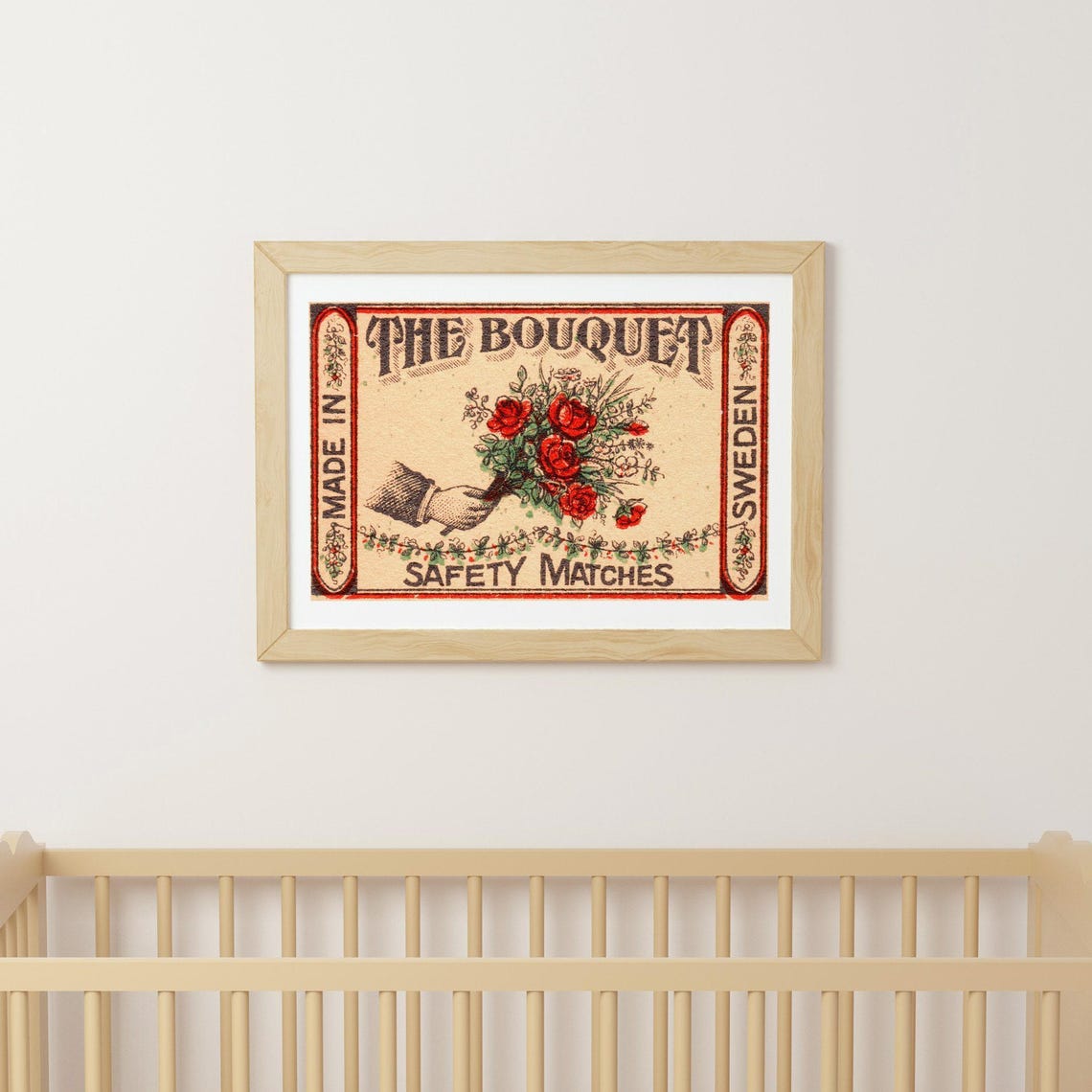 The Bouquet Safety Matches Vintage Swedish Rose Matchbox Label Poster - Image 3