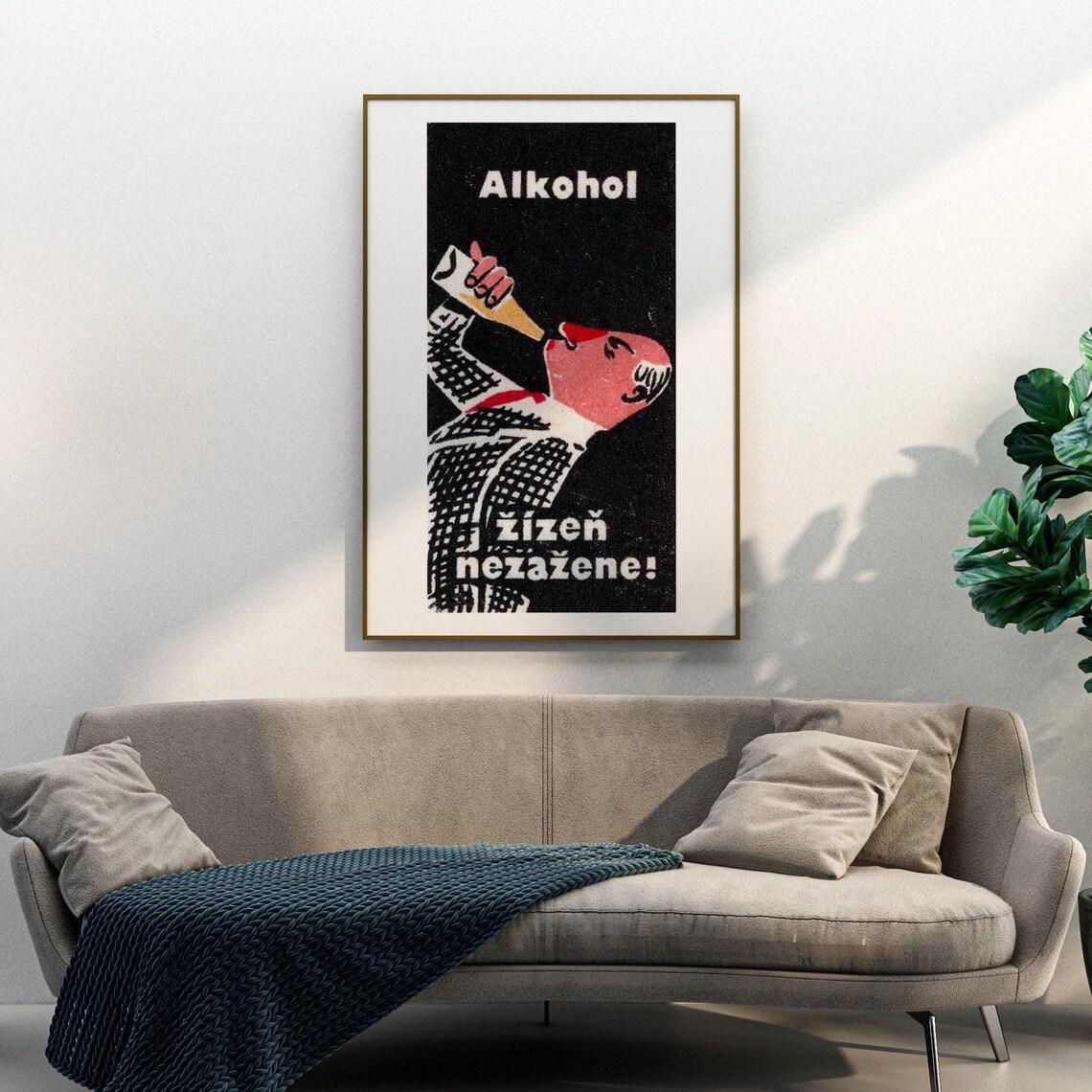 Alkohol Zizen Nezazene Czech Anti Alcohol Vintage Matchbox Poster - Image 3