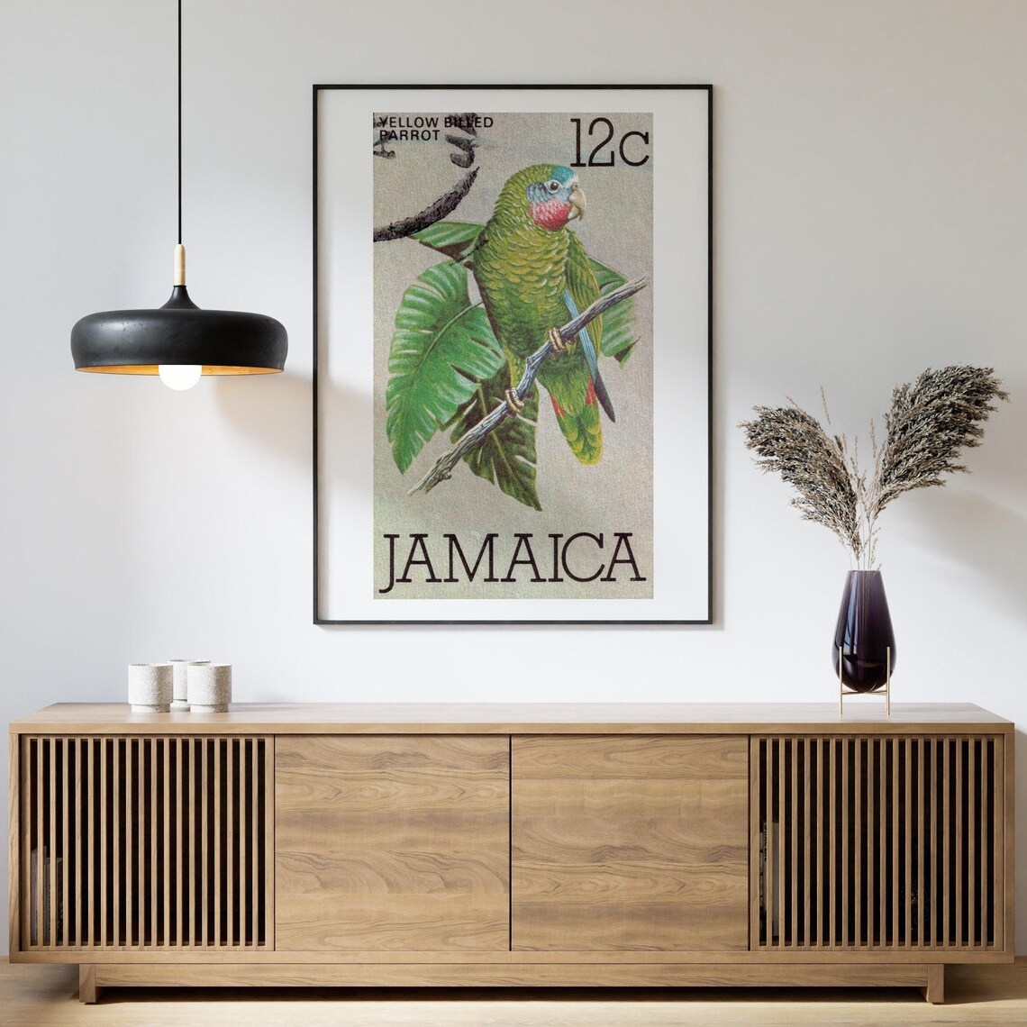 Yellow Billed Parrot Jamaica 12c Vintage Postage Stamp Bird Art Poster - Image 4