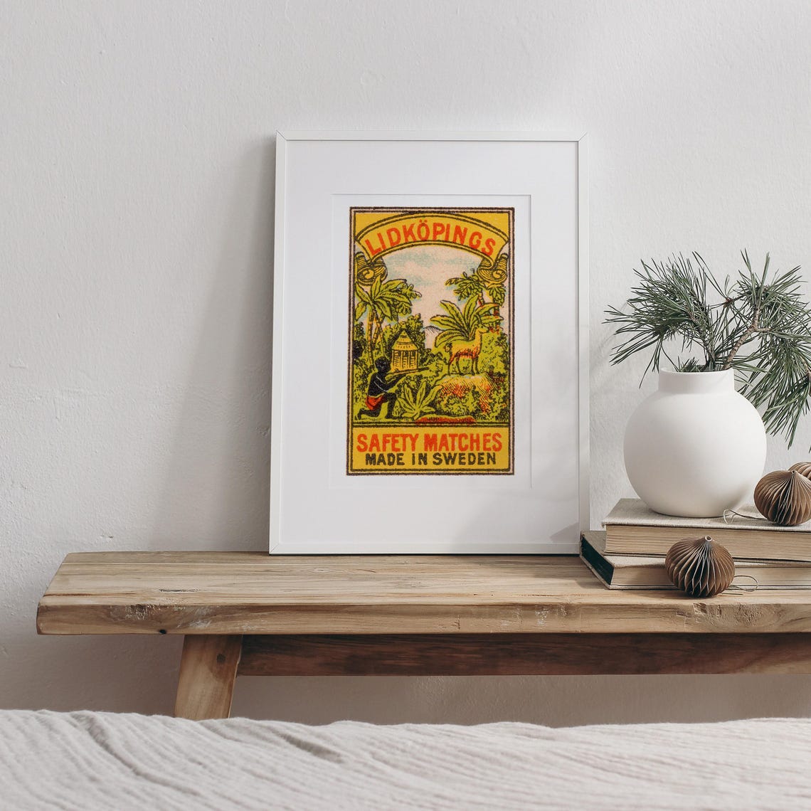 Lidkopings Tropical Jungle Hunter Bow Swedish Matchbox Label Poster - Image 3