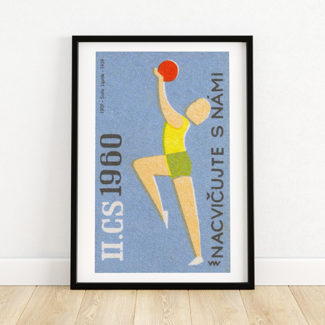Volleyball Player Matchbox Vintage Czech Poster Print