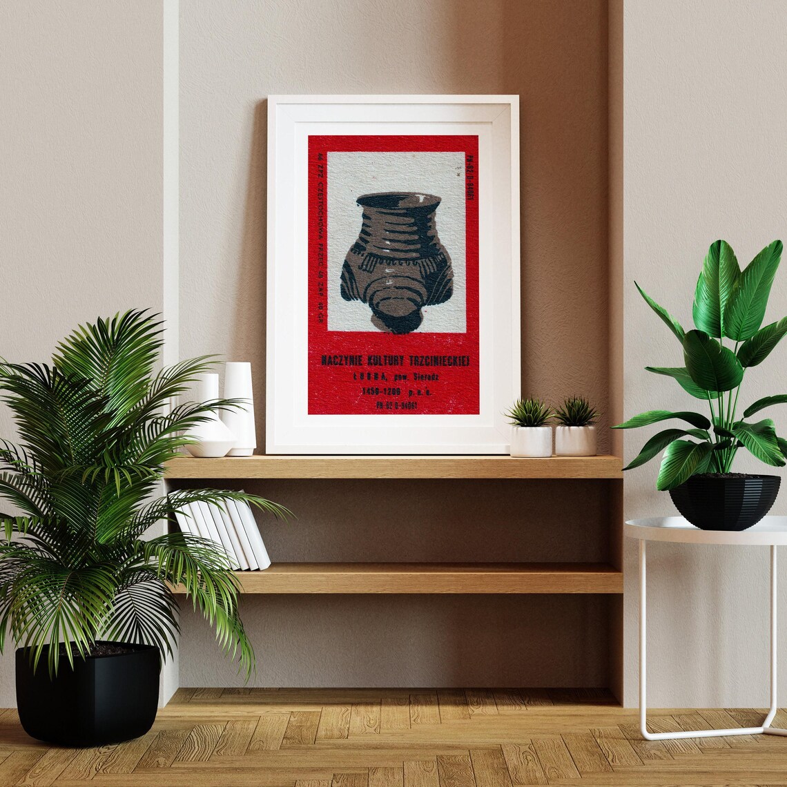Trzciniec Culture Clay Vessel Sieradz Polish Vintage Label Poster - Image 2