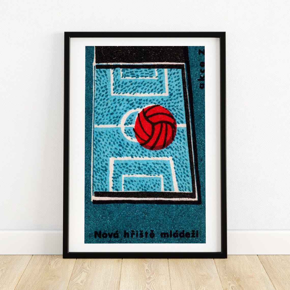 Nová Hřiště Mládeži Czech Volleyball Court Vintage Matchbox Poster