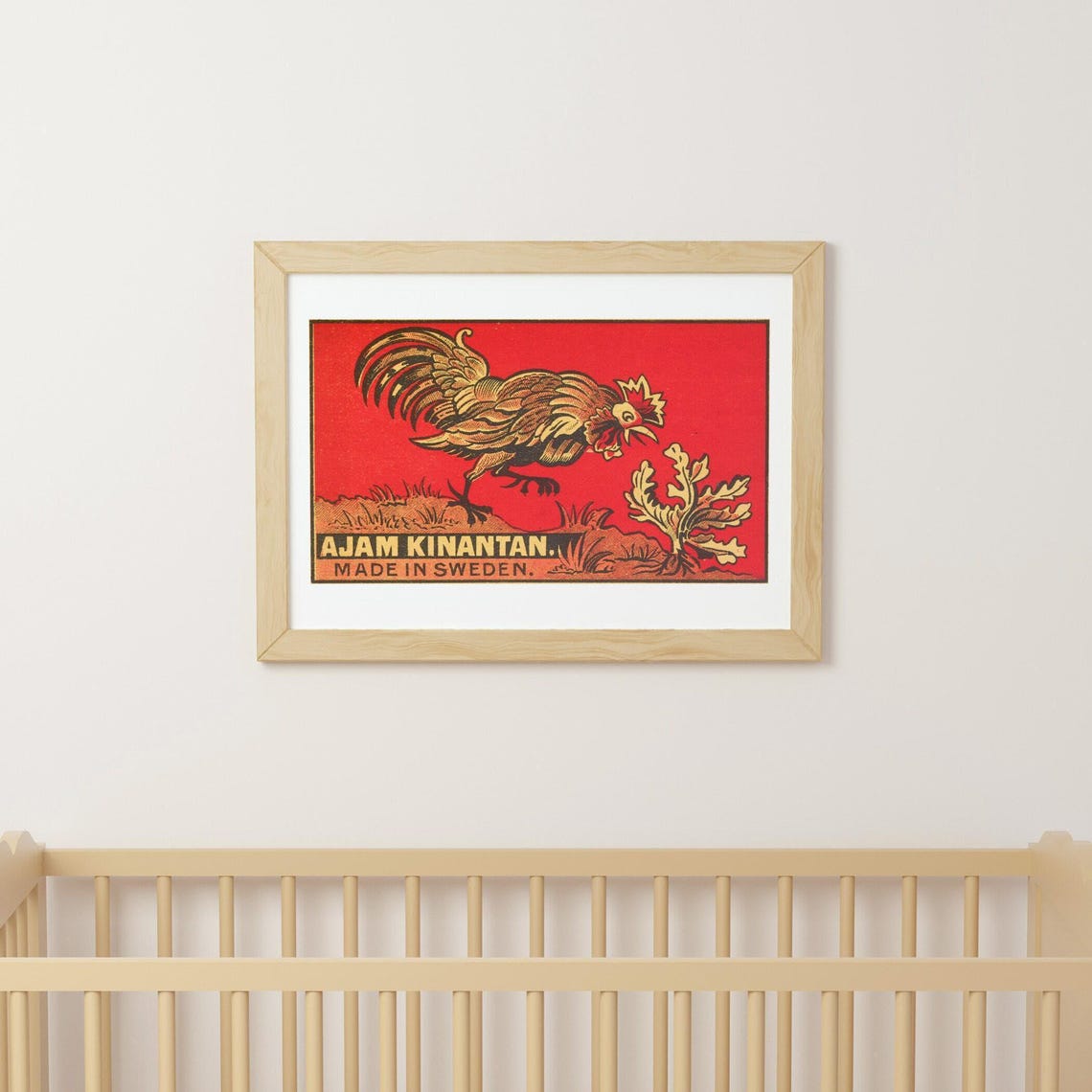 Ajam Kinantan Fighting Rooster Vintage Matchbox Label Art Poster - Image 3