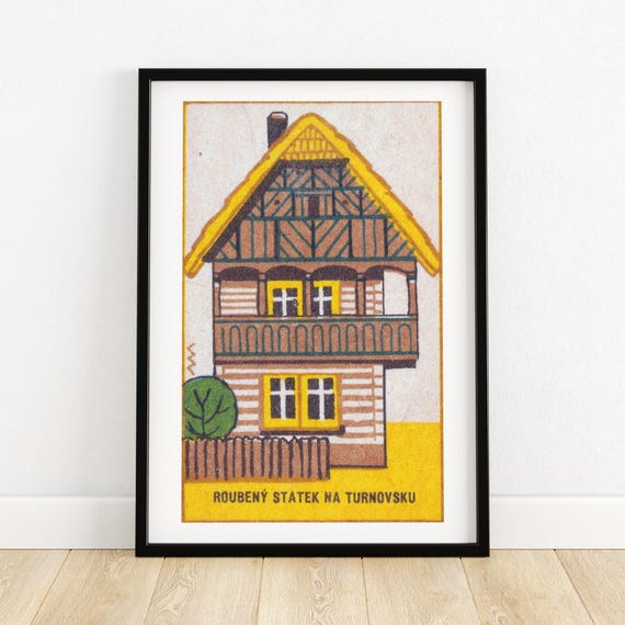 Log Farmhouse Matchbox Print Aesthetic Wall Art Vintage Art Matchbox Wall Poster Vintage Poster Print