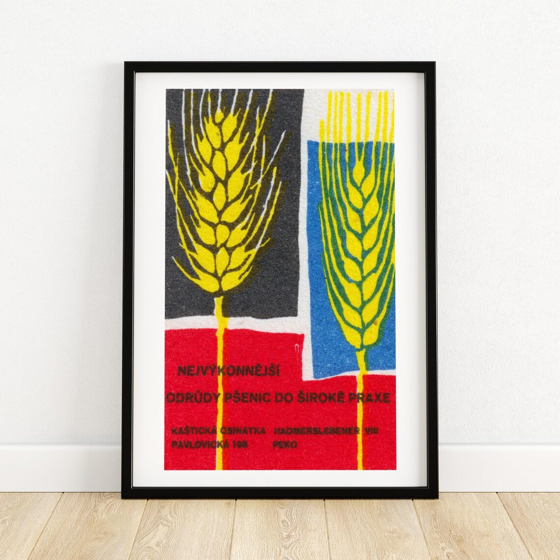 Czech Wheat Ears Golden Wheat Agriculture Red Matchbox Label Poster