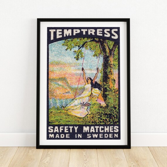 Temptress Swedish Safety Matches Vintage Swing Woman Art Poster
