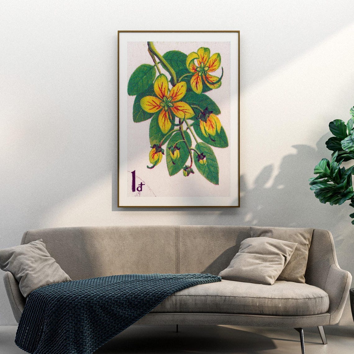 Vietnamese Postage Stamp Yellow Flower Botanical Art 1D Stamp Poster - Image 3