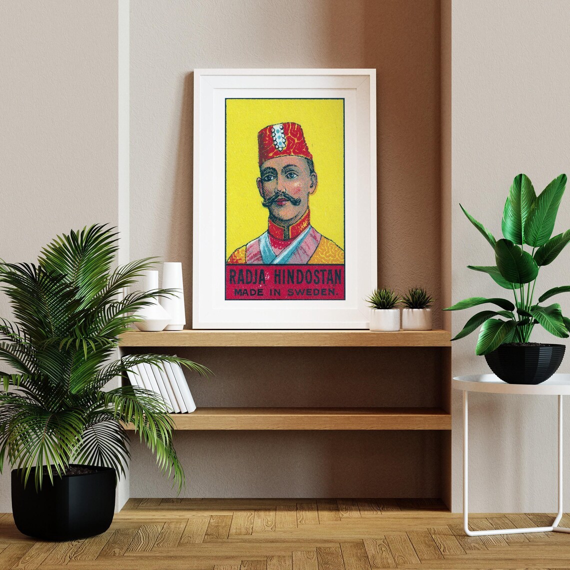 Radja Hindostan Portrait Vintage Swedish Matchbox Label Art Poster - Image 2