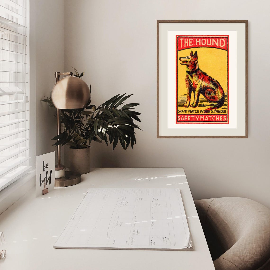 The Hound Sitting Dog Shant Match Works Tandur Safety Match Poster - Image 2