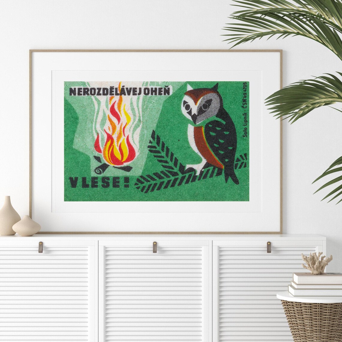 Don't Light Fires Matchbox, Vintage Czech Art Print - Image 2