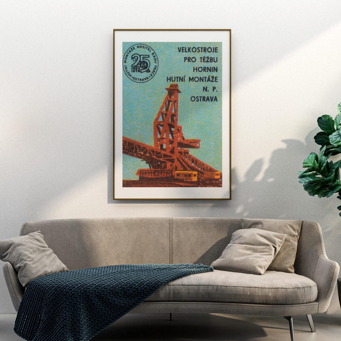 Ostrava Mining Excavator Vintage Industrial Machinery Czech Art Print - Image 3