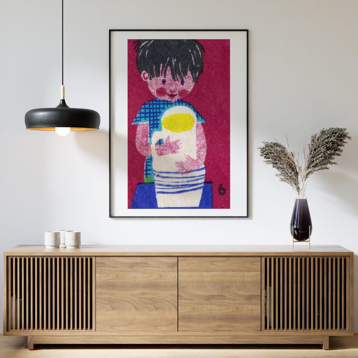 Boy With Soup Mug Cute Child Vintage Eastern Matchbox Poster - Image 4