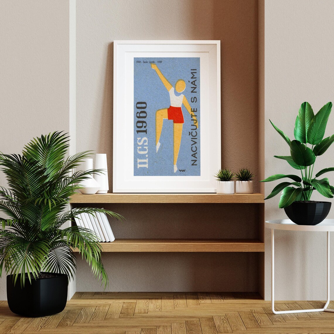 Nacvicujte s Nami 1960 Czech Gymnast Dancer Blue Vintage Sports Poster - Image 2