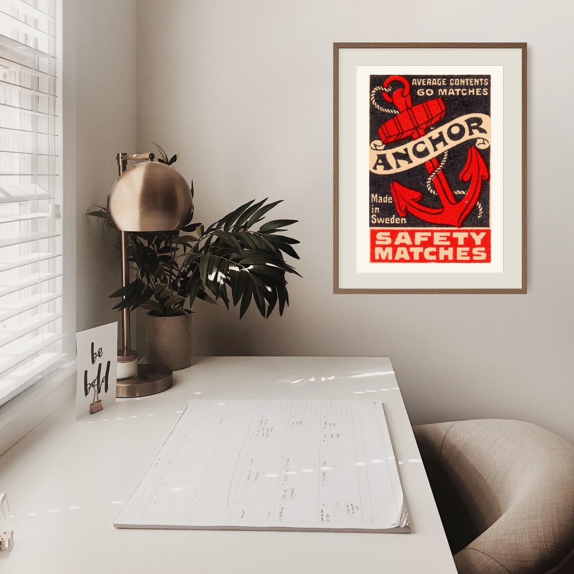 Anchor Safety Matches Red Anchor Nautical Vintage Swedish Label Art Poster - Image 2