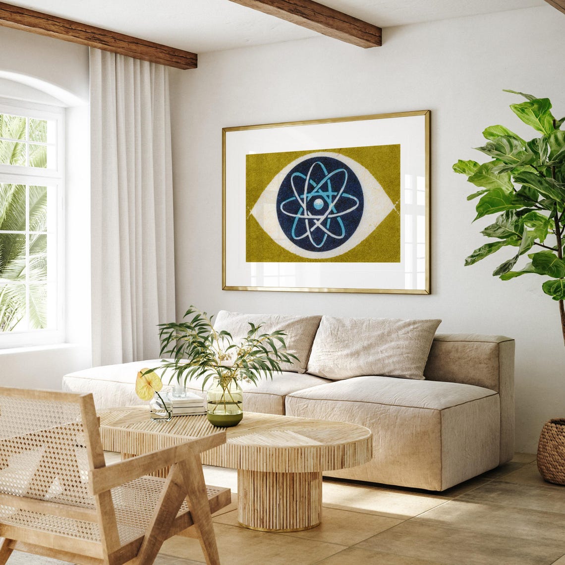 Atomic Energy Atom Eye Symbol Mid Century Vintage Art Poster - Image 4