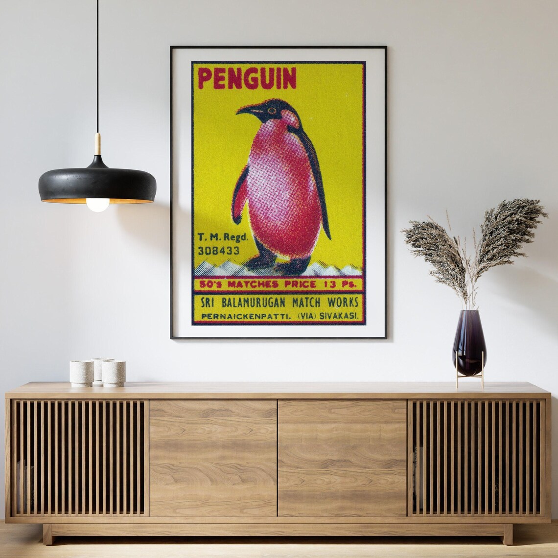 Penguin Yellow Indian Safety Matches Sivakasi Vintage Poster - Image 4