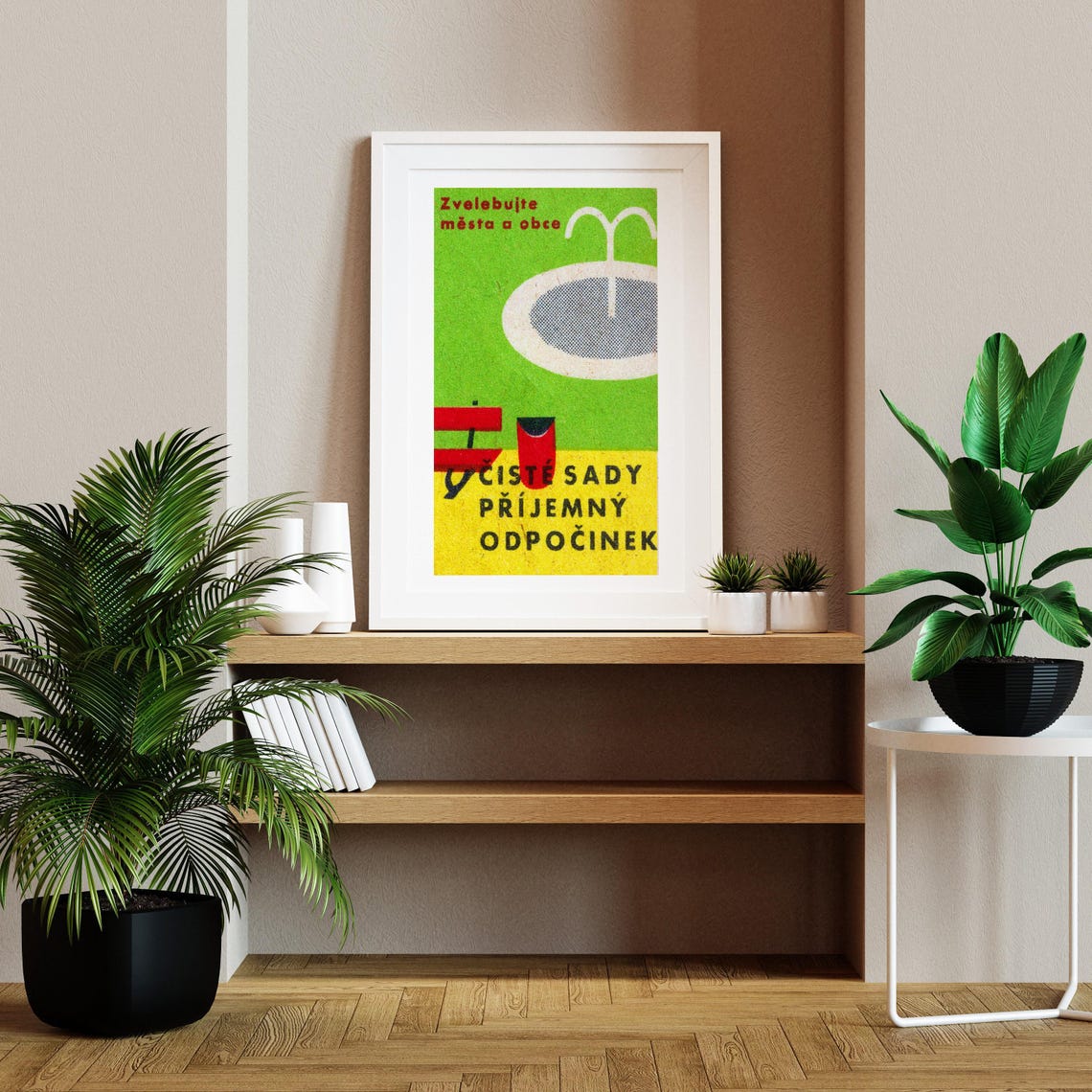 Clean Parks Fountain Keep Parks Tidy Czech Matchbox Vintage Poster - Image 2