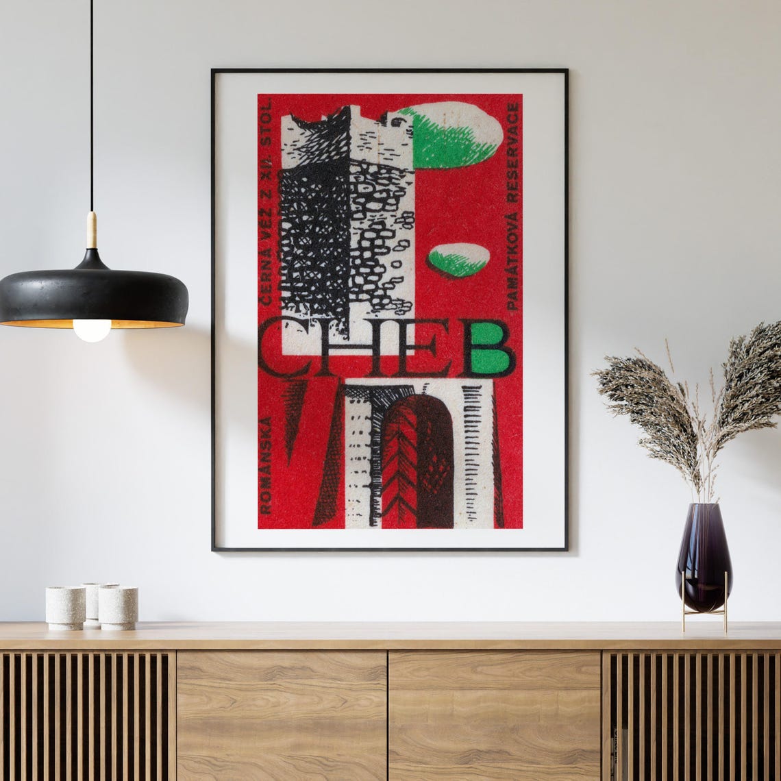 Cheb Black Tower Romanesque Retro Czech Matchbox Label Art Poster - Image 4
