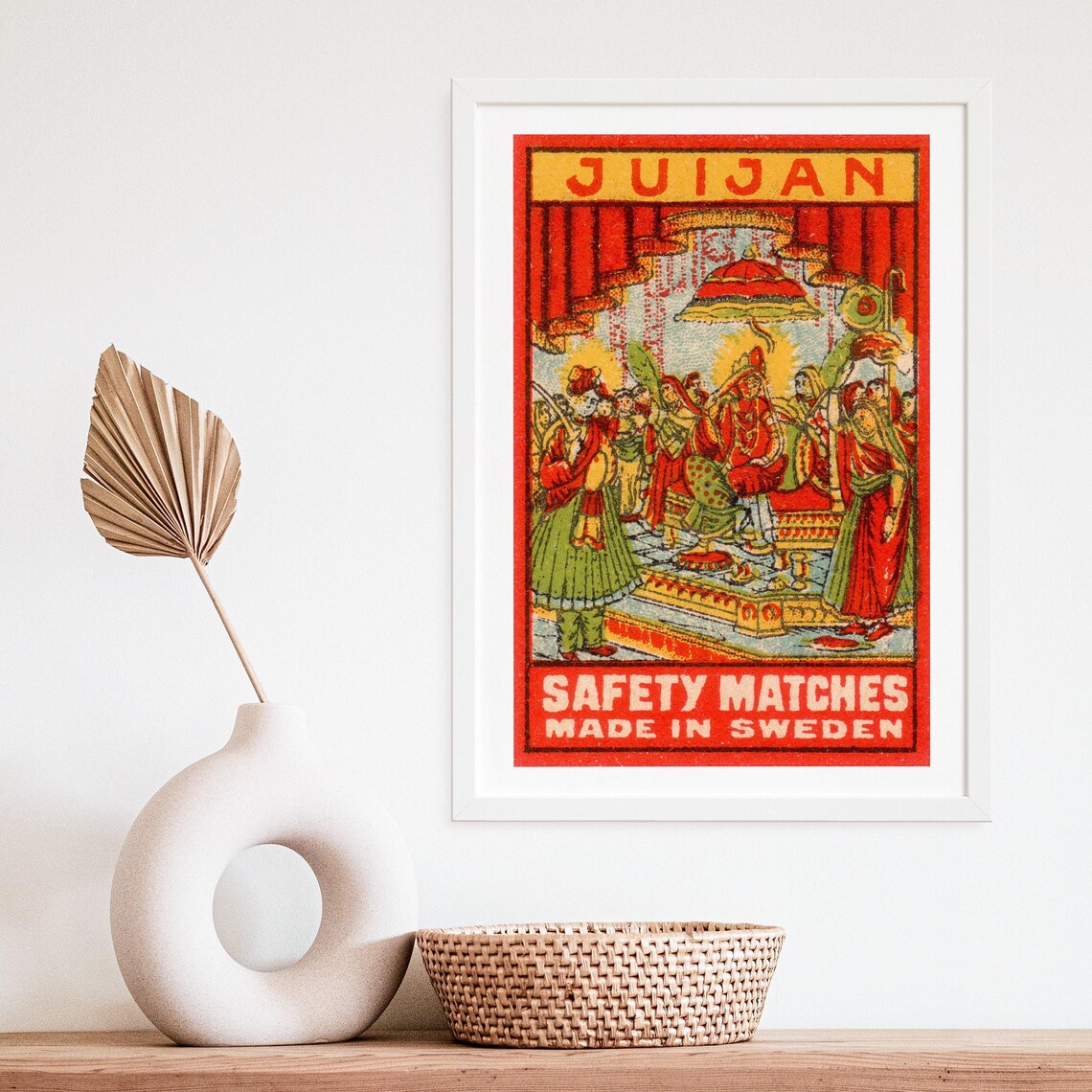 Juijan Indian Royal Court Safety Matches Swedish Vintage Poster - Image 4