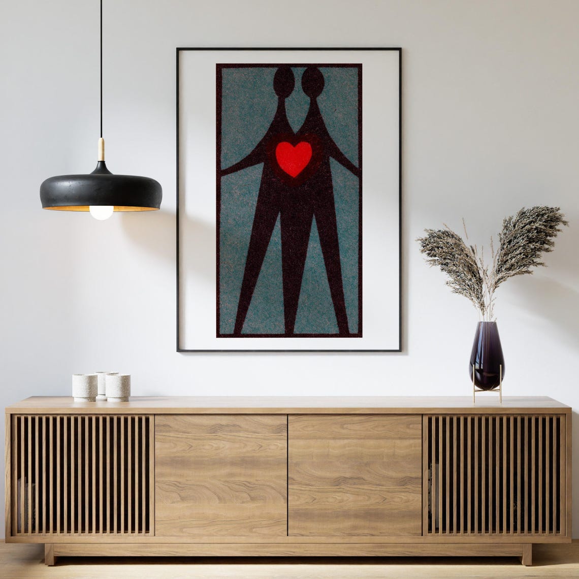 Two Lovers One Heart Minimal Czech Matchbox Art Love Vintage Poster - Image 4