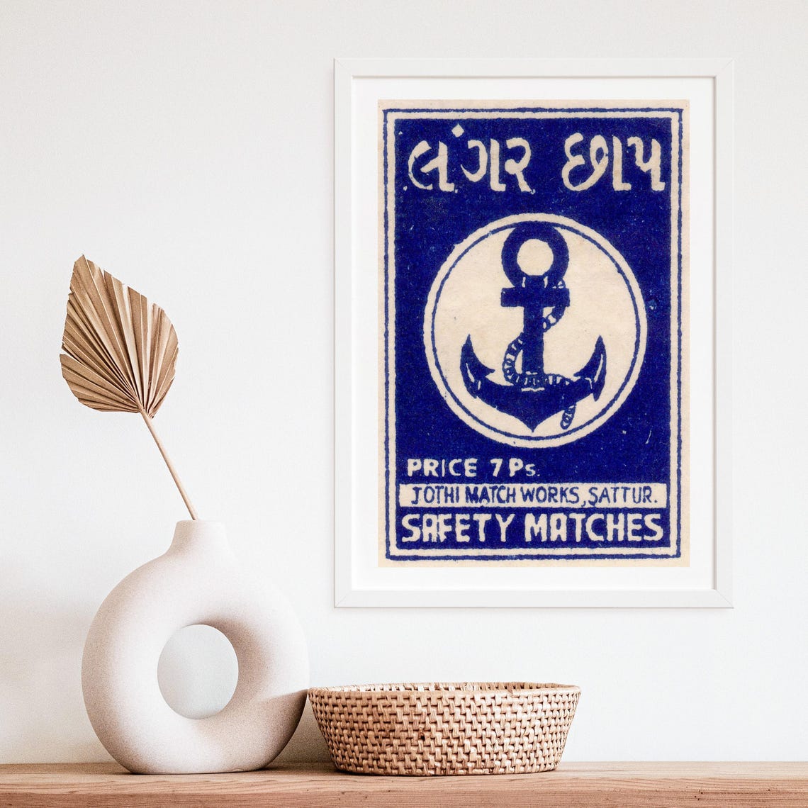 Jothi Match Works Anchor Label Indian Blue Vintage Safety Match Poster - Image 4