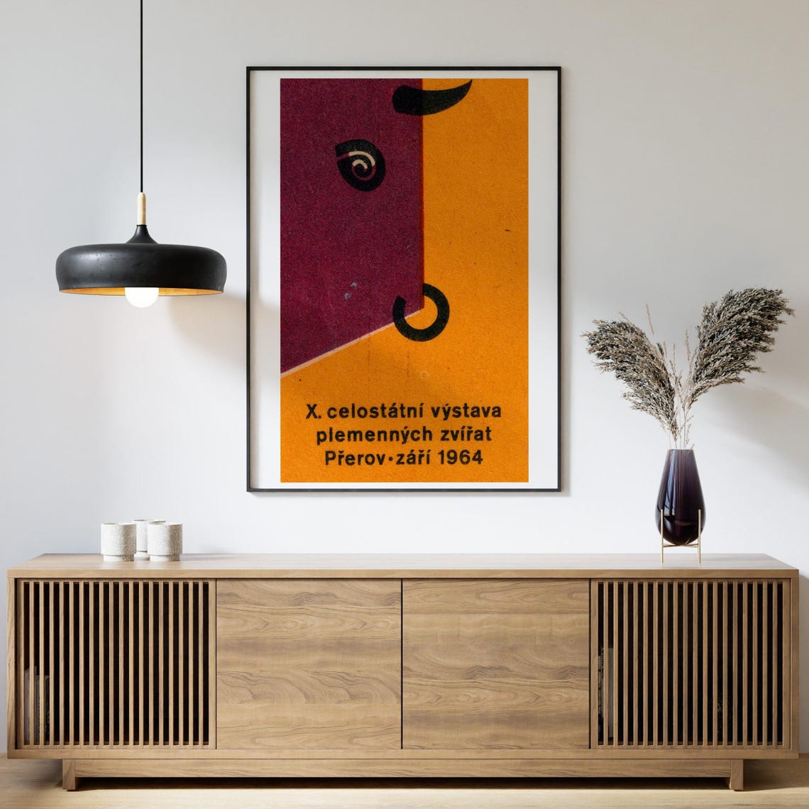 Prerov 1964 Breeding Animals Exhibition Abstract Bull Matchbox Poster - Image 4