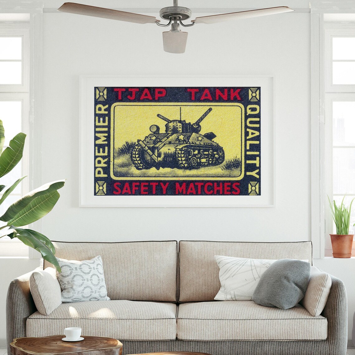 Tjap Tank Military Battle Vintage Matchbox Label Army Art Poster - Image 3