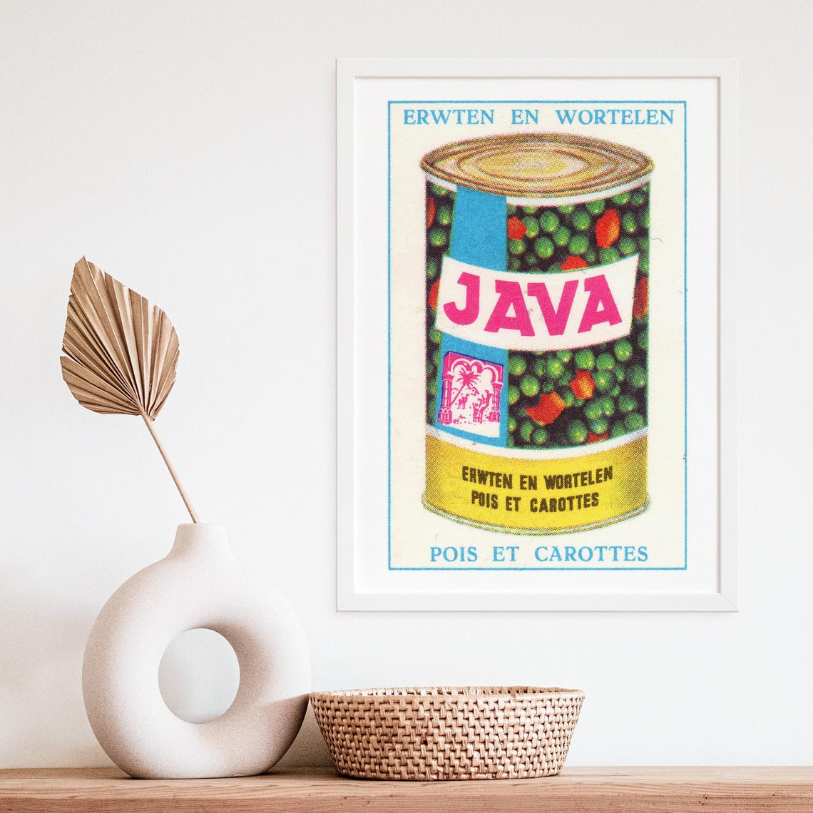 Java Peas and Carrots Can Dutch Vintage Food Label Art Poster - Image 4