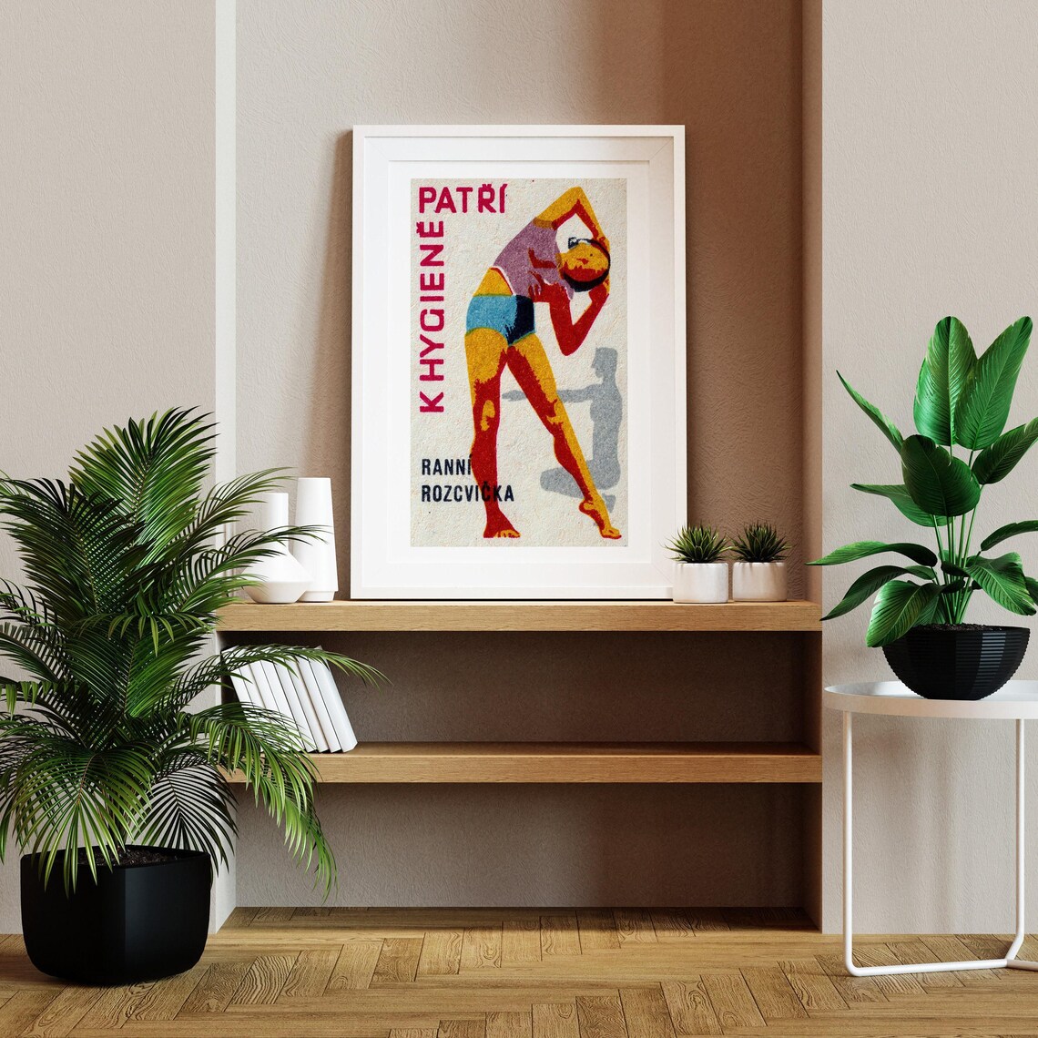 Woman Stretching Matchbox Vintage Czech Art Print - Image 2