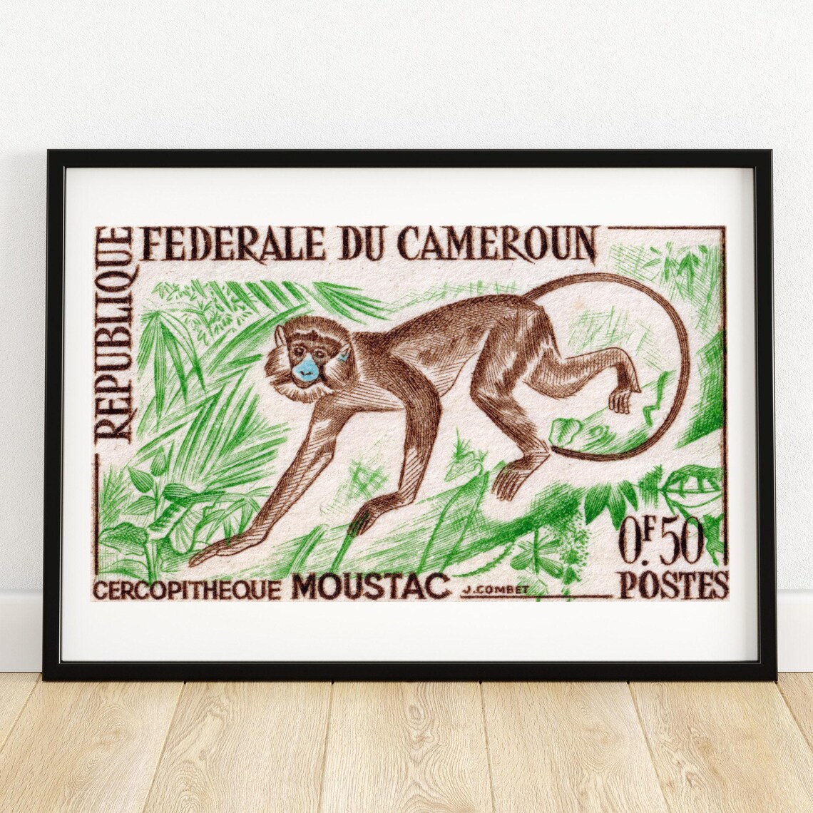 Ring Tailed Lemur Vintage Burma Art Stamp Poster