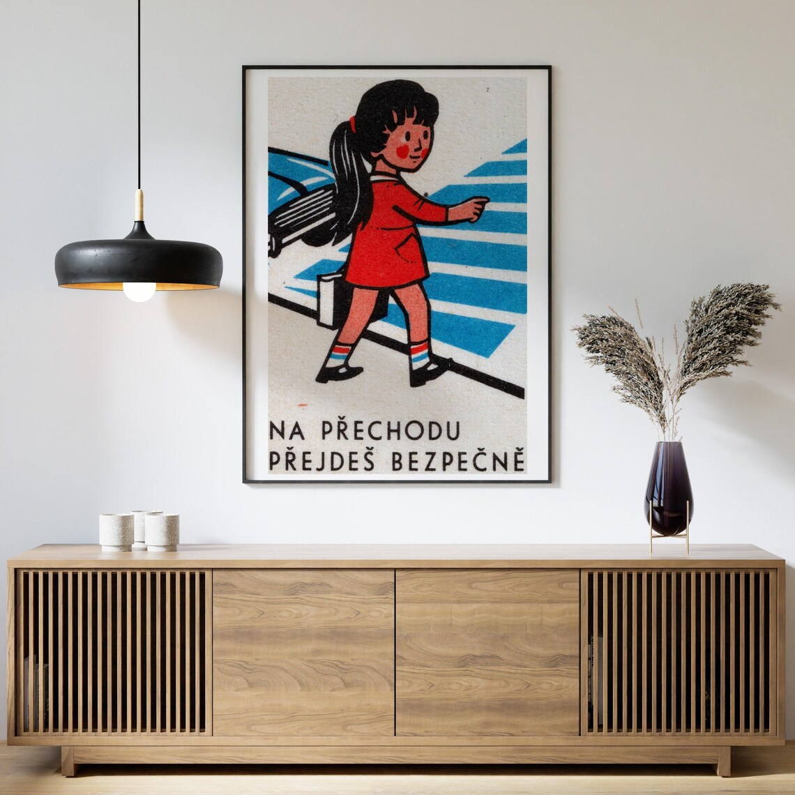 Girl Crossing Street Vintage Czech Poster Print - Image 4